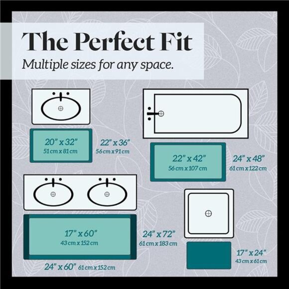 Bath Mats, Non Slip - Grey 17" x 24" Memory Foam Bathroom Rugs - Quick Dry - Picture 2 of 7